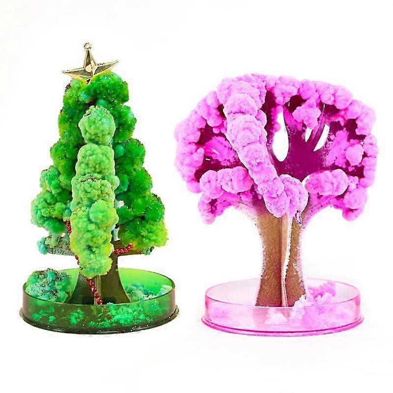 Aisiting 2pcs Magic paper tree Flowering cherry tree Christmas tree watering will grow crystallized toy magic tree