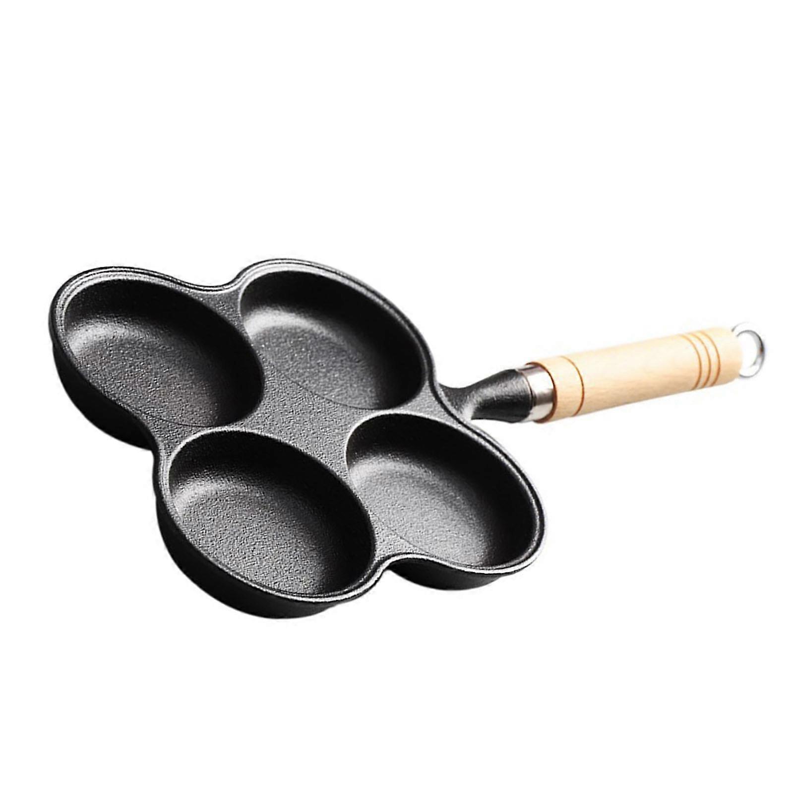4-Cup Cast Iron Egg Frying Pan Non-Stick for Induction Cooker