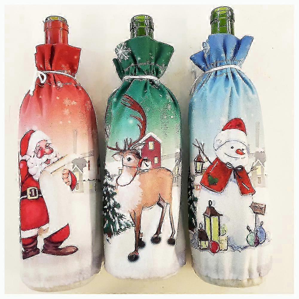 3pcs wine bottle Covers Decor Christmas Party