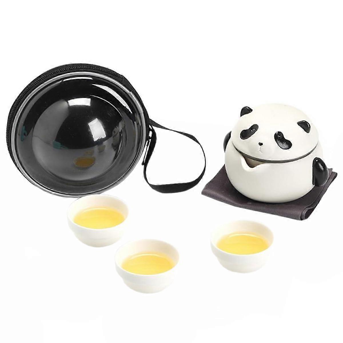 Frosted Porcelain Cute Panda Mini Tea Set for Office Mini Size