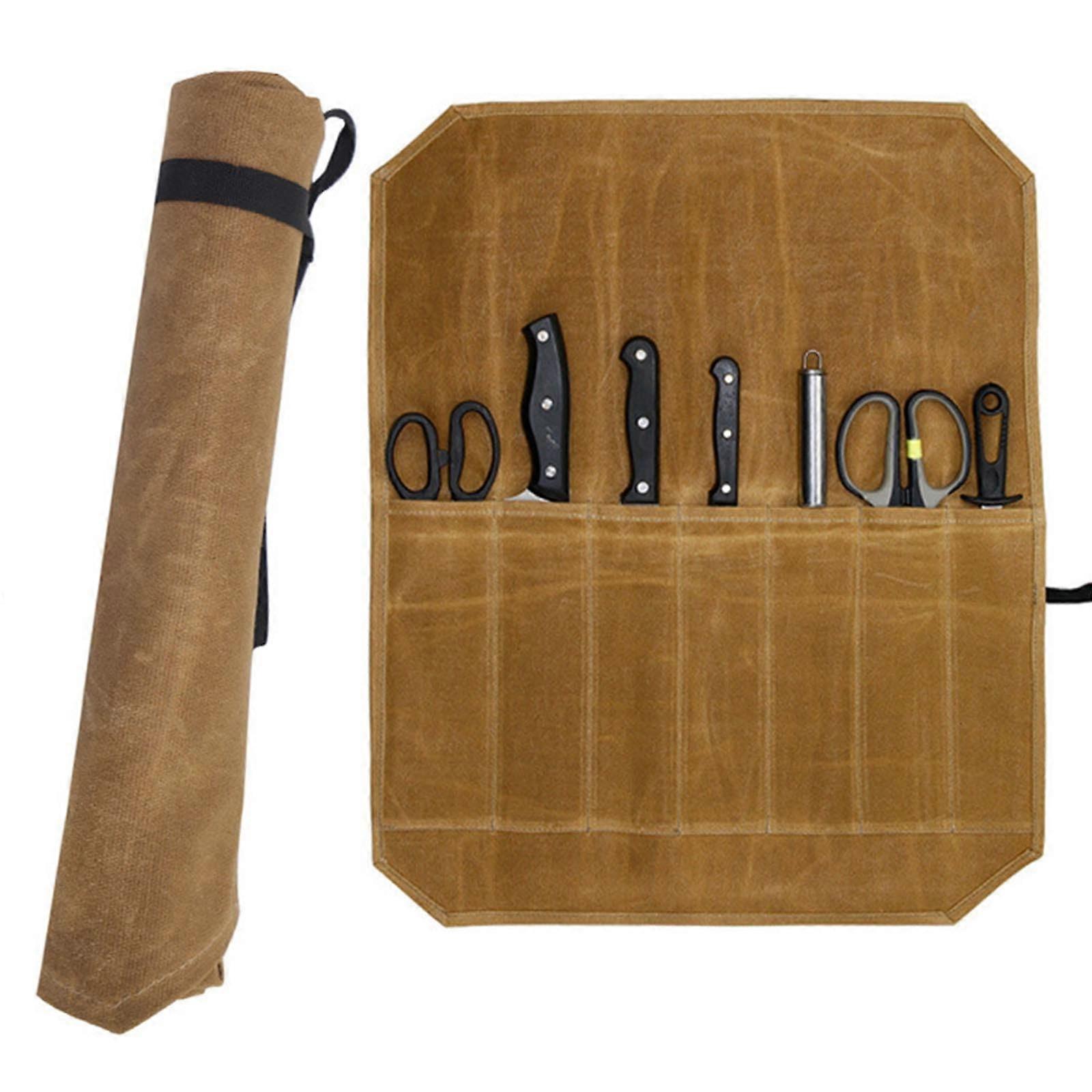 Waxed Canvas Knife for Roll Traveling Chef