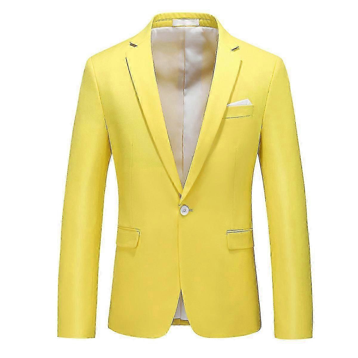 Yynuda Mens Business Solid Color One Button Notched Lapel Suit Jacket 10 Colors