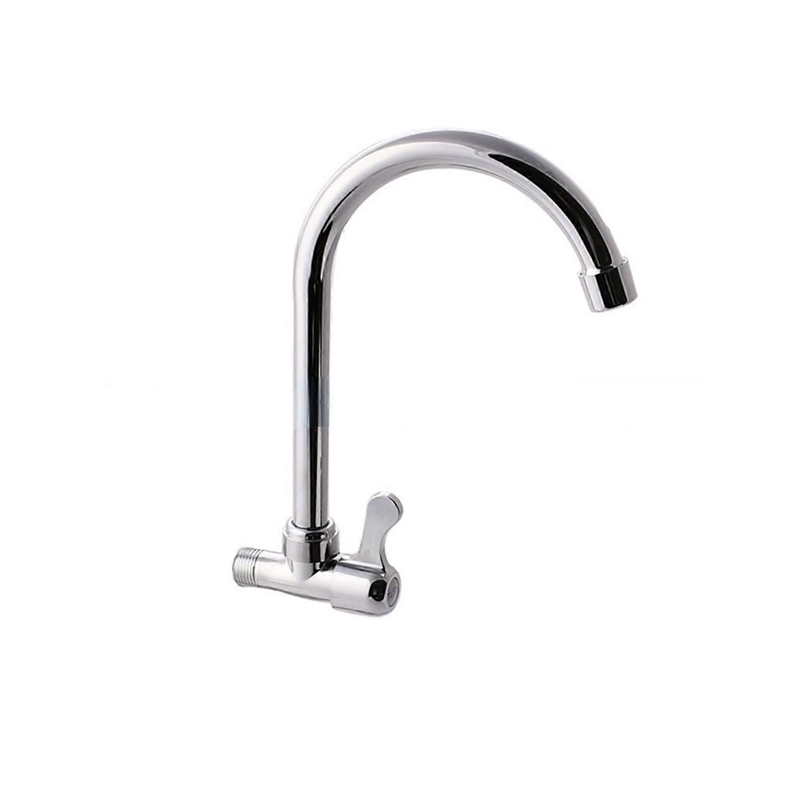 In-Wall Horizontal Vegetable Sink Faucet Alloy Single Cold Big Bend Design 4 Points Quick-Opening Kitchen Faucet