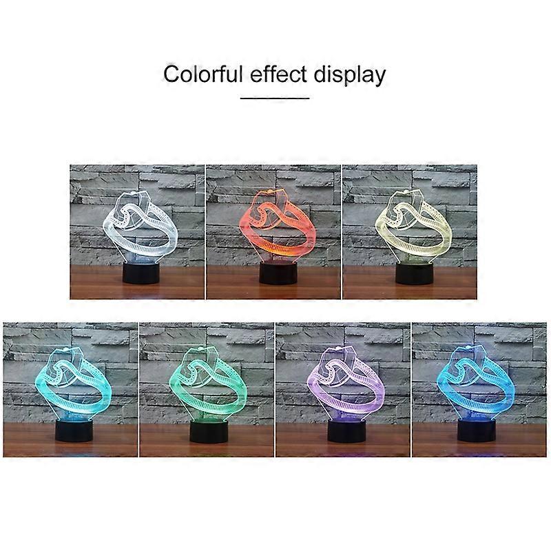 Black Base Creative 3D LED Decorative Night Light,16 Color Remote Control Diamond Ring