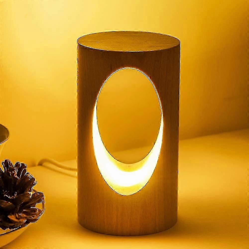 Led Night Light Wood Table Lamp, Creative Bedside Lamp