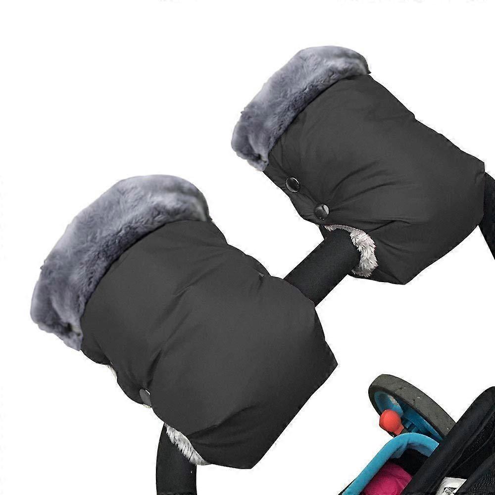 1 pair of stroller gloves warm gloves for stroller hand warmers(black)