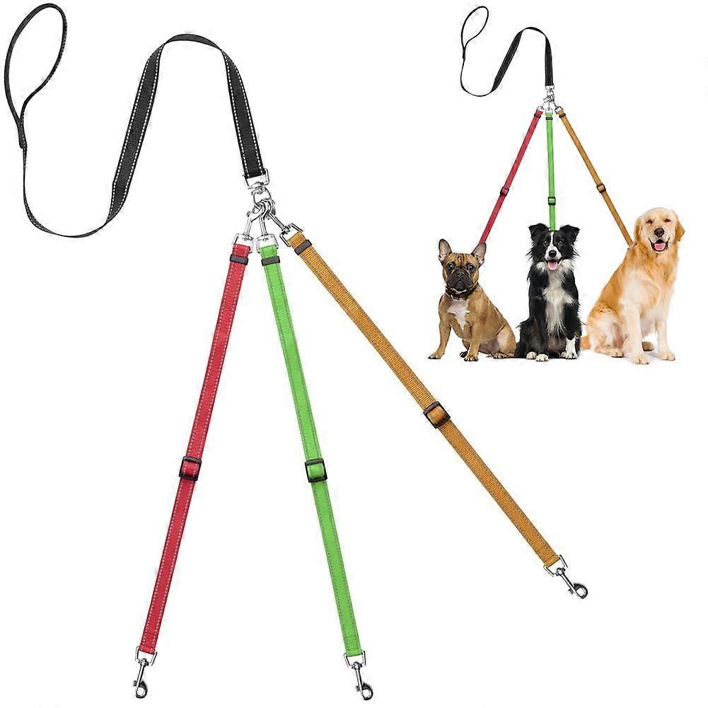 Tangle Free 3 Way Dog Leash Coupler with Padded Handle, Reflective Design for Small to Large Dogs, Durable Material