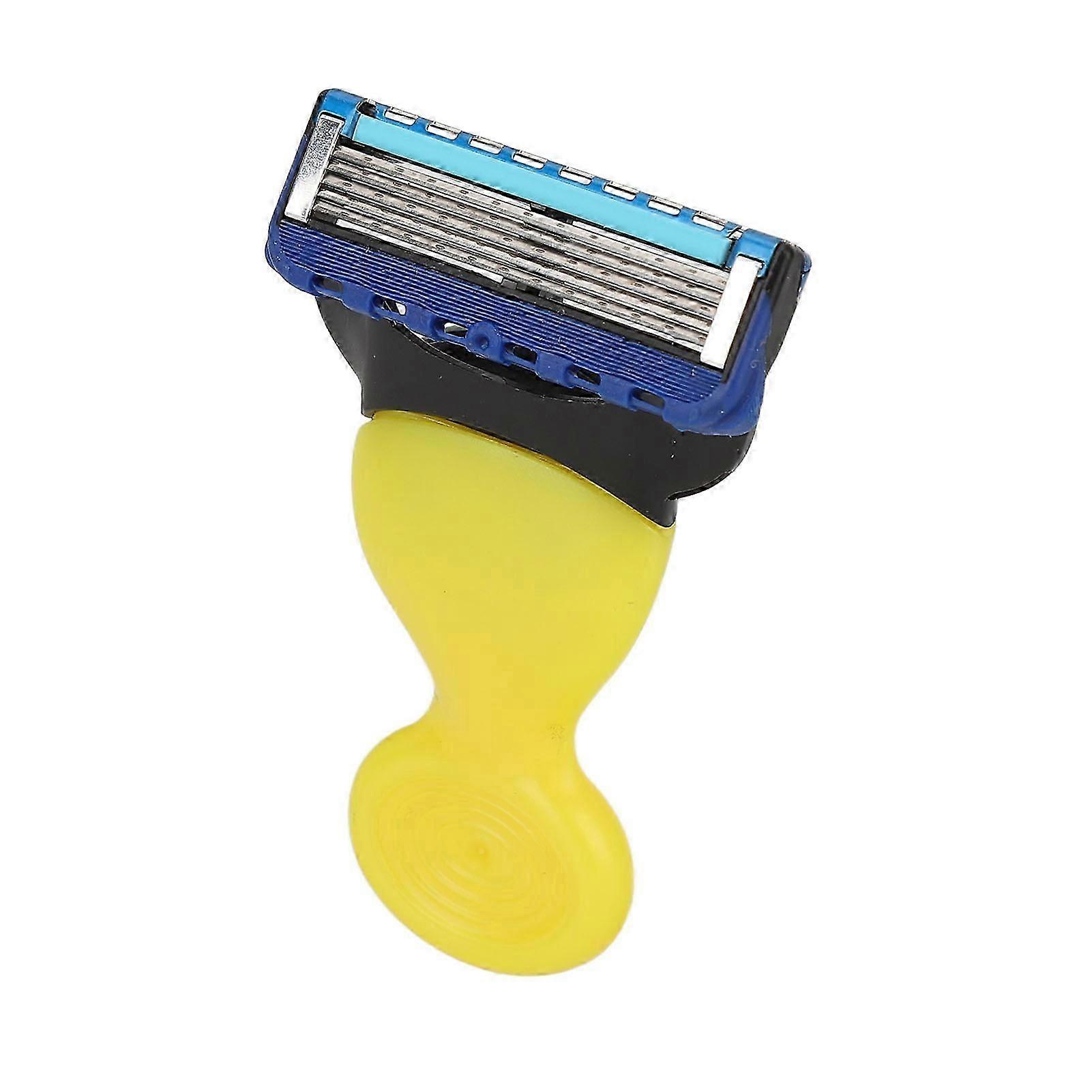 Manual Shaving Razor with Rotary Blade Head Removable Button Shaver Satefy Washable Hair Remove Tool Yellow