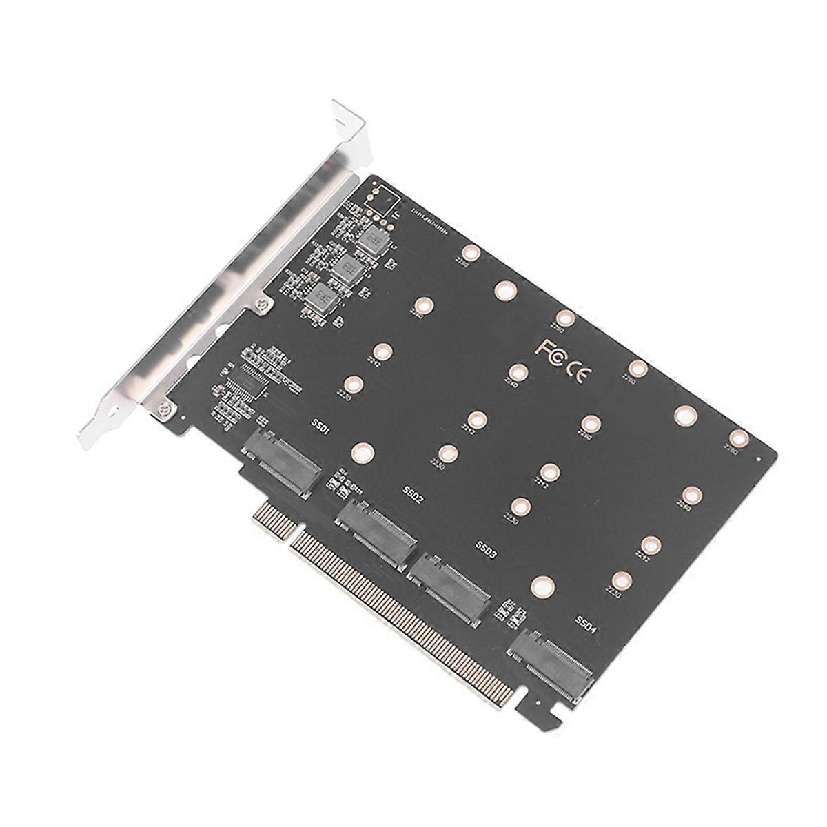 PCIe 4.0 5.0 X16 to 4-Port NVMe M.2 NGFF SSD Adapter Split Card