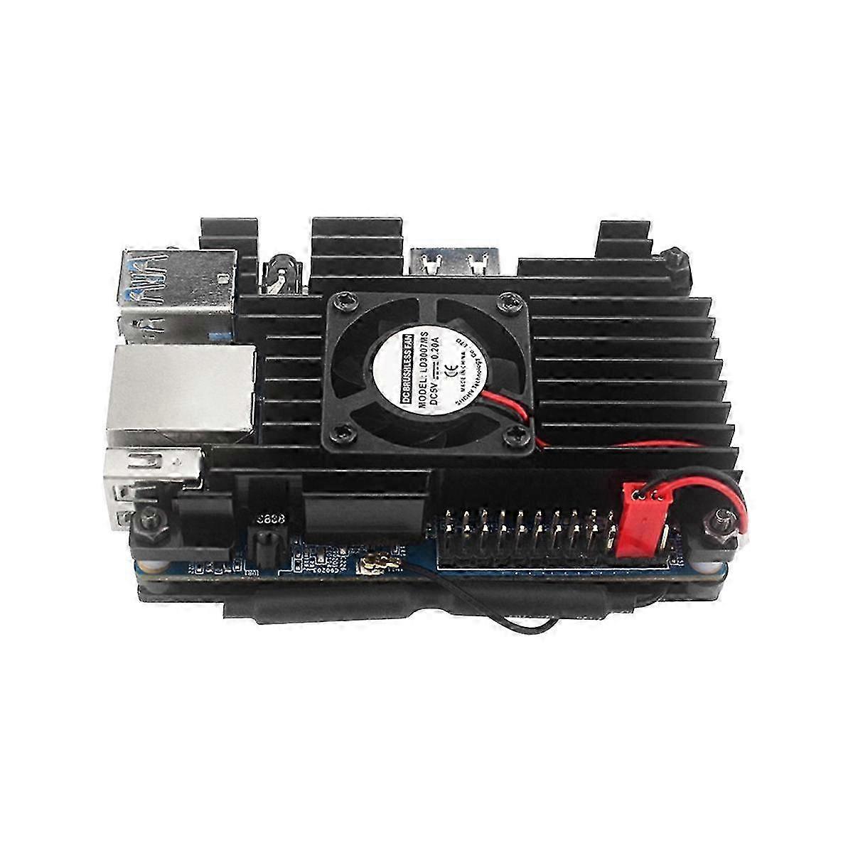 For Orange Pi 3 Aluminum Alloy Protective Case with 30X30 Cooling Fan+Thermal Pad Active Passive Co