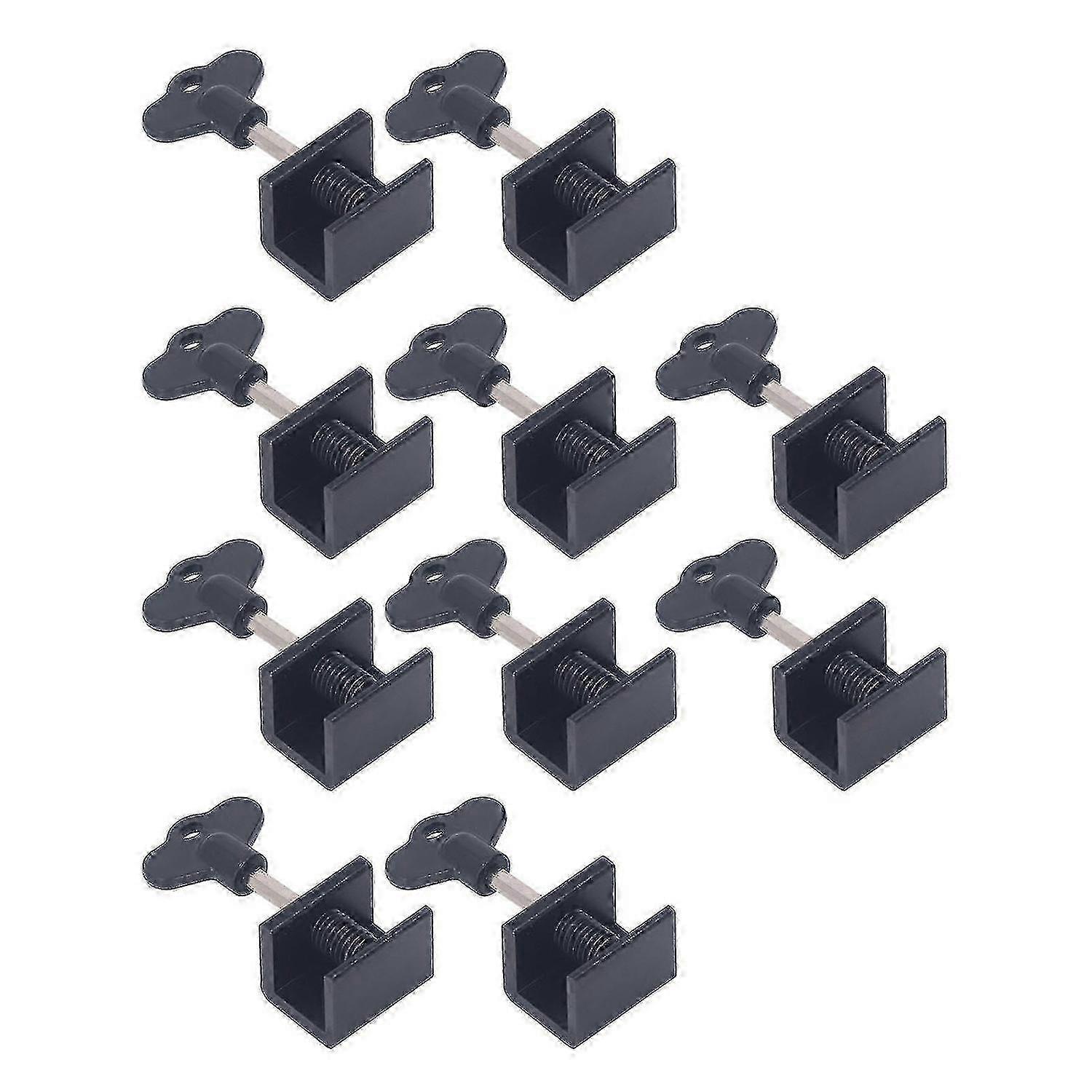 Adjustable Window Locks Kit - 10 Sets Single Hole Sliding Locks with Wrench Key