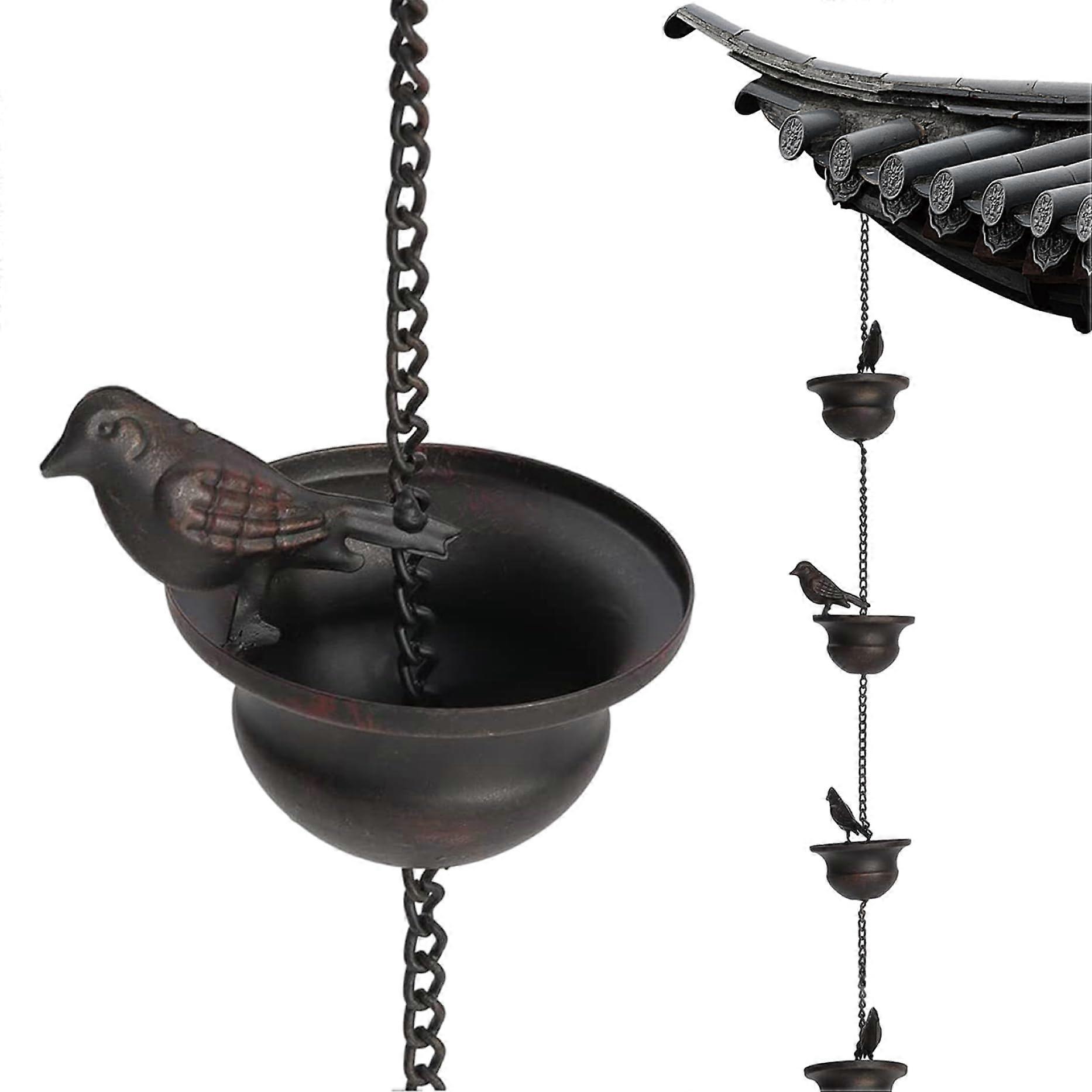 Rain Chain 94.5 Inch Movable Hanging 8 Bird Baths for Garden Rustproof Decoration