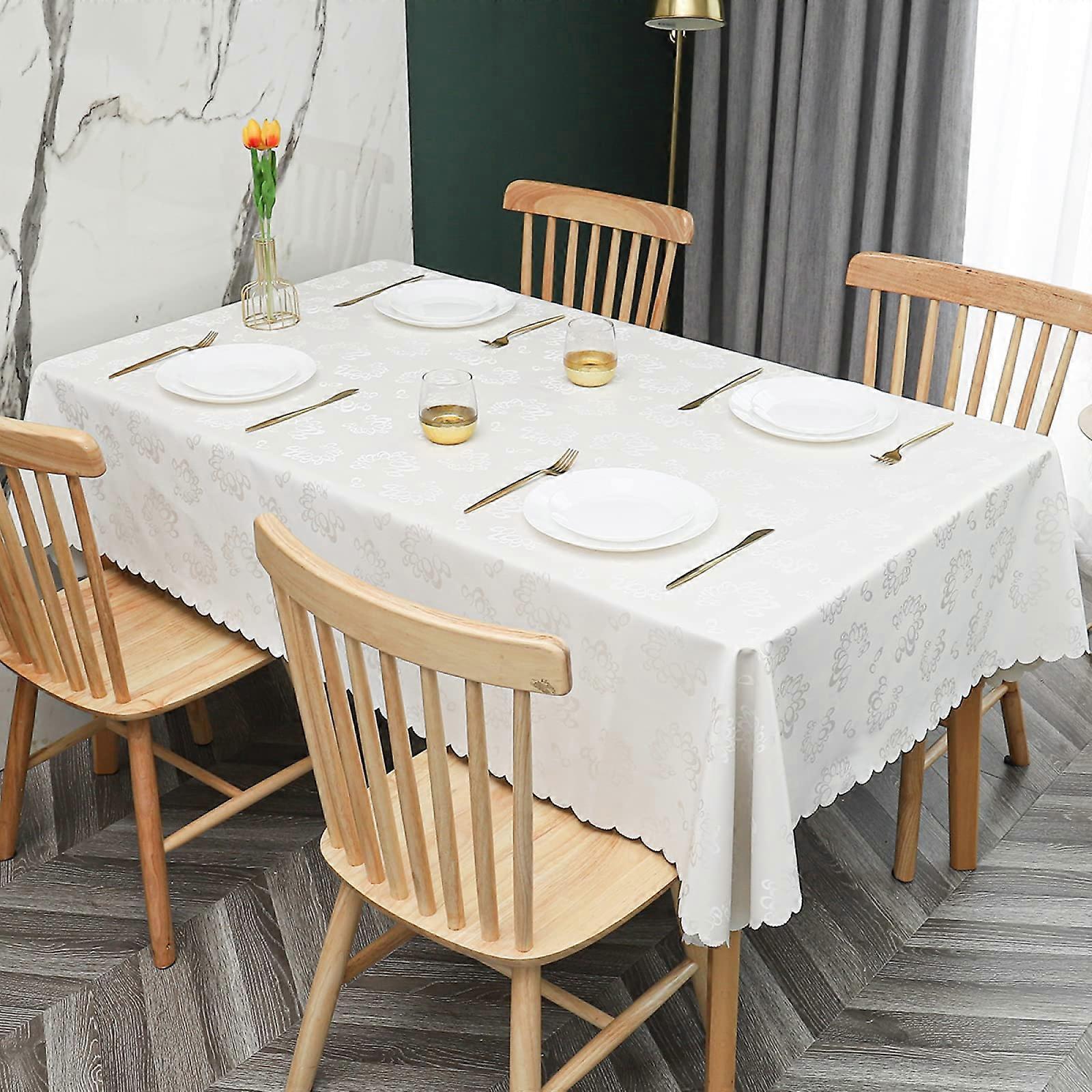 Rectangular PVC Tablecloth, Washable,, 100x160cm Cream