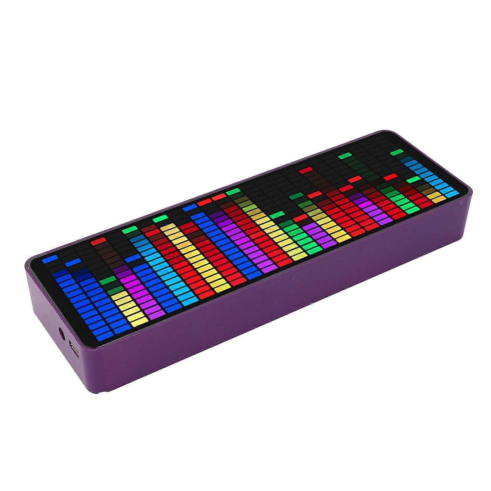 Music Spectrum Display 384 LED 1624 Segment Rhythm Light Level Voice Sensor Pickup Analyzer with Clock 20 Dynamic 7 Color 