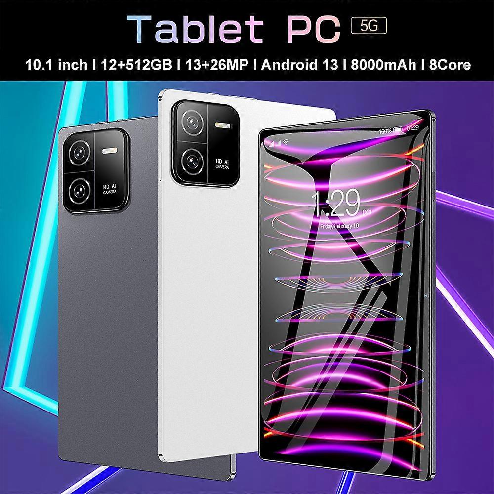 10.1-Inch Android 13 Tablet 12GB RAM 512GB ROM 8000mAh Dual Camera 5G WiFi