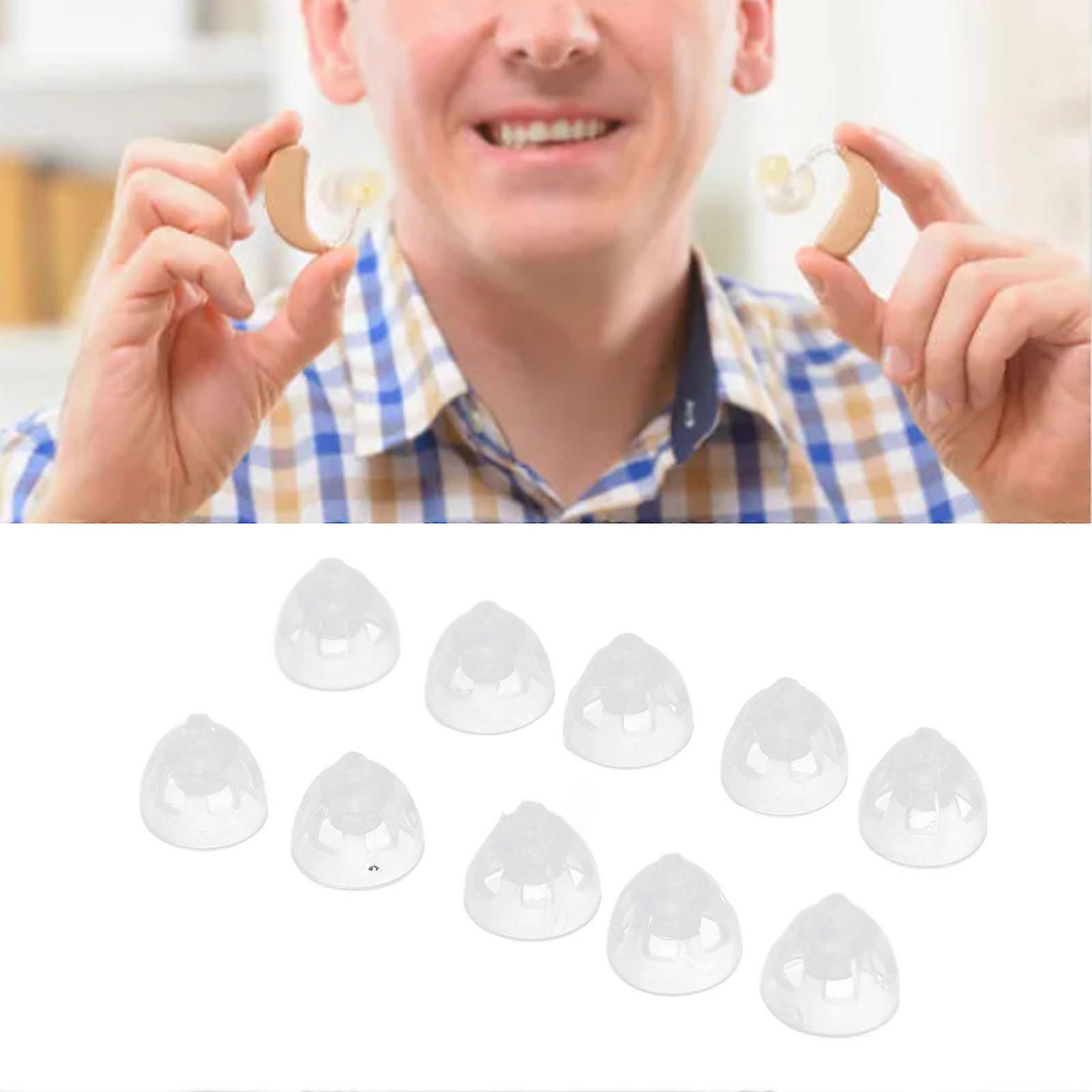 10pcs Sound Aid Replacement Domes High Transparency Single Layer Silicone Reusable Open Vented Domes 8mm Medium 