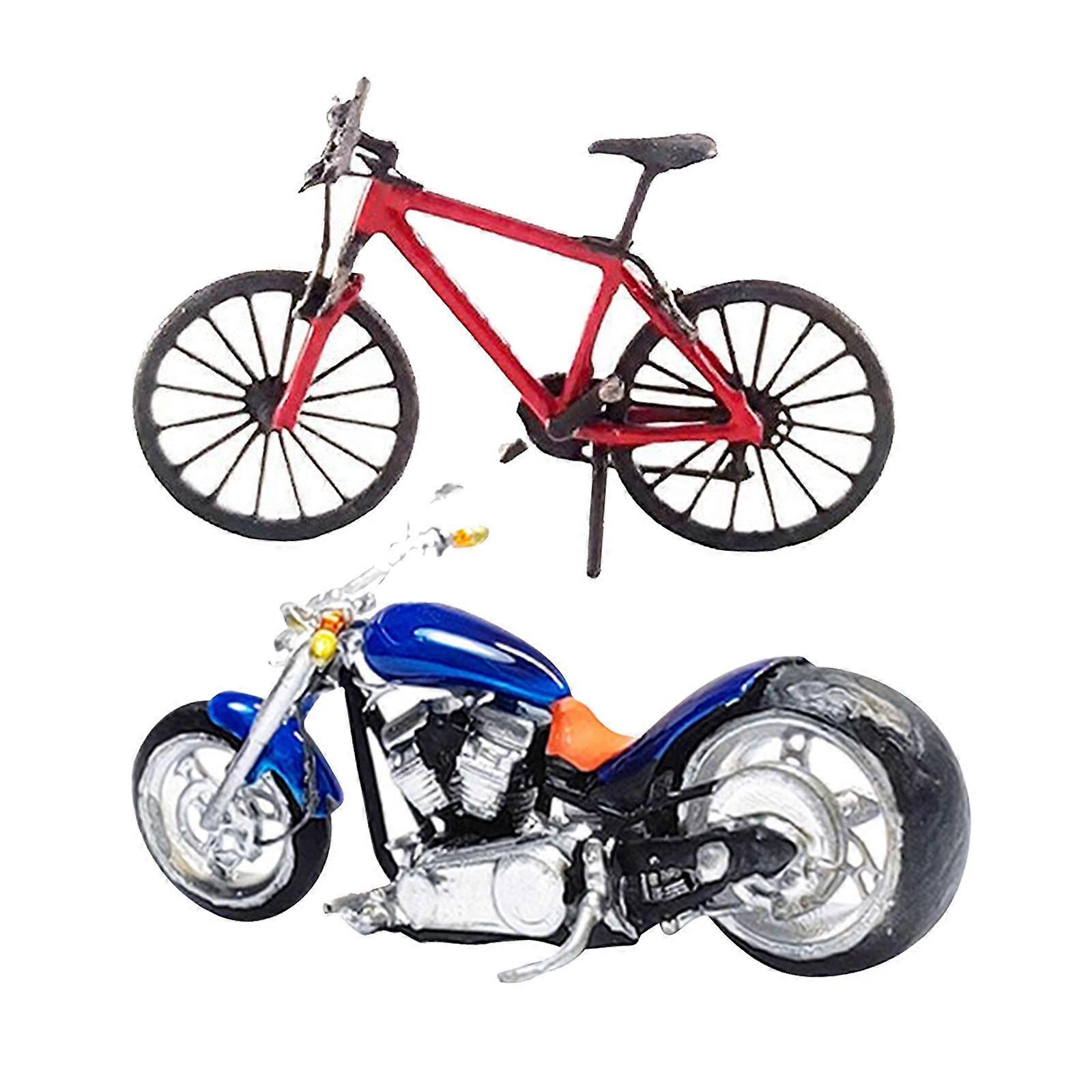 Tiny Painted Motorcycle Figurine for Miniature Scenes and Decor