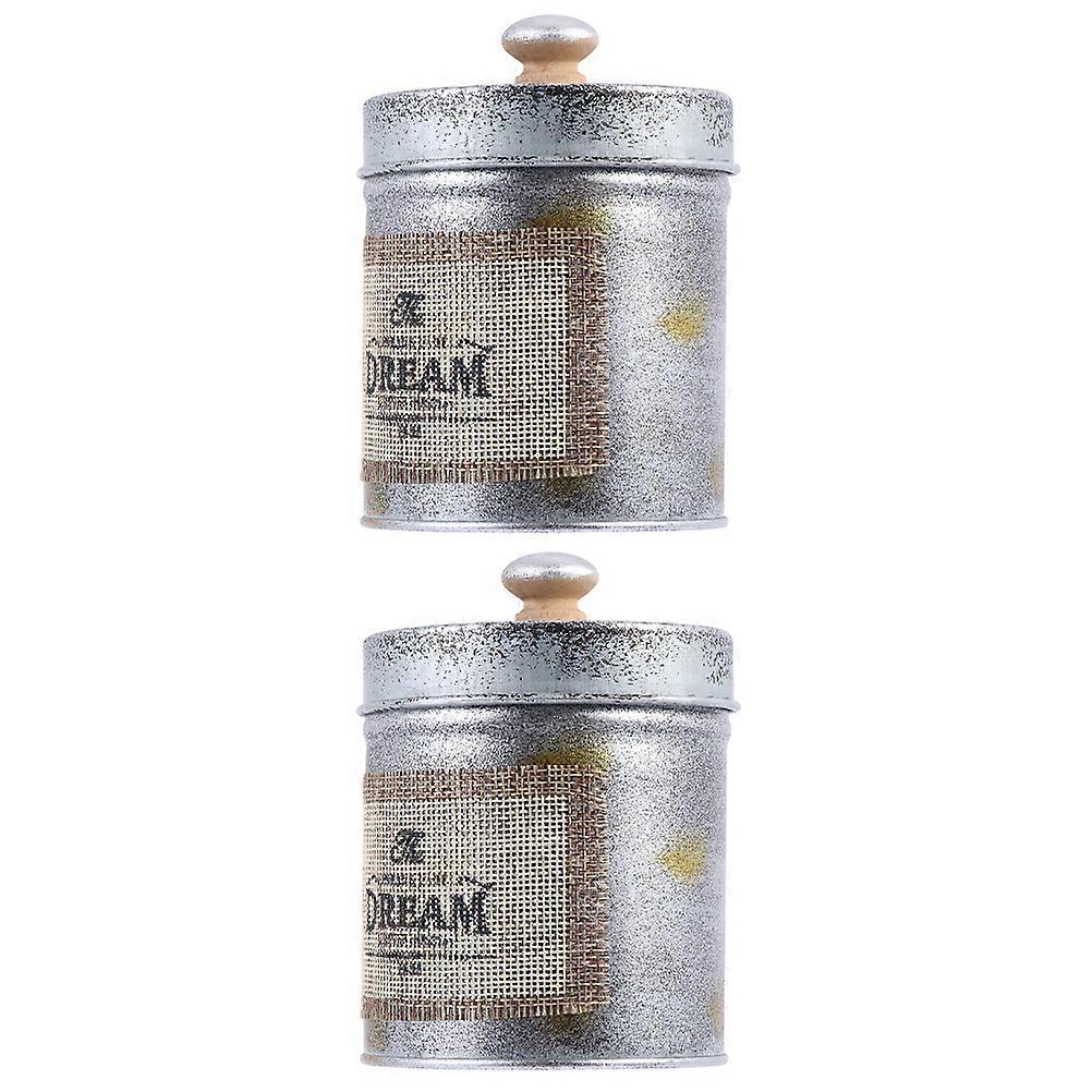 Iron Kitchen Canister 2Pcs Multi Versatile Storage Retro Container Jars for Storage Use