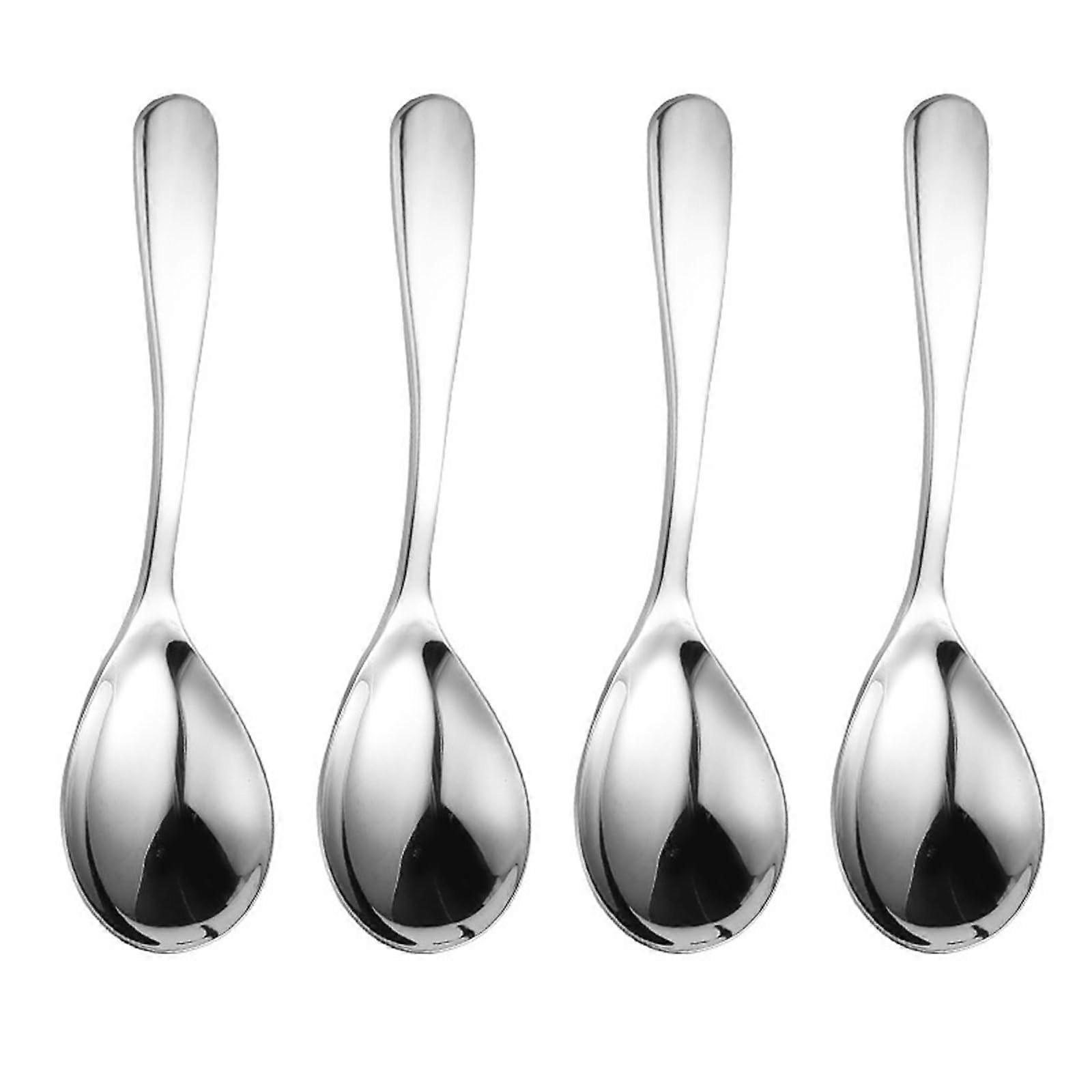 4pcs Stainless Steel Serving Spoons Round Spoons Large