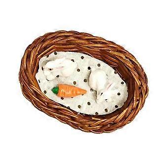 2- 1/12 Bunny Rabbits Nest Carrot Miniatures Dollhouse Garden Decoration