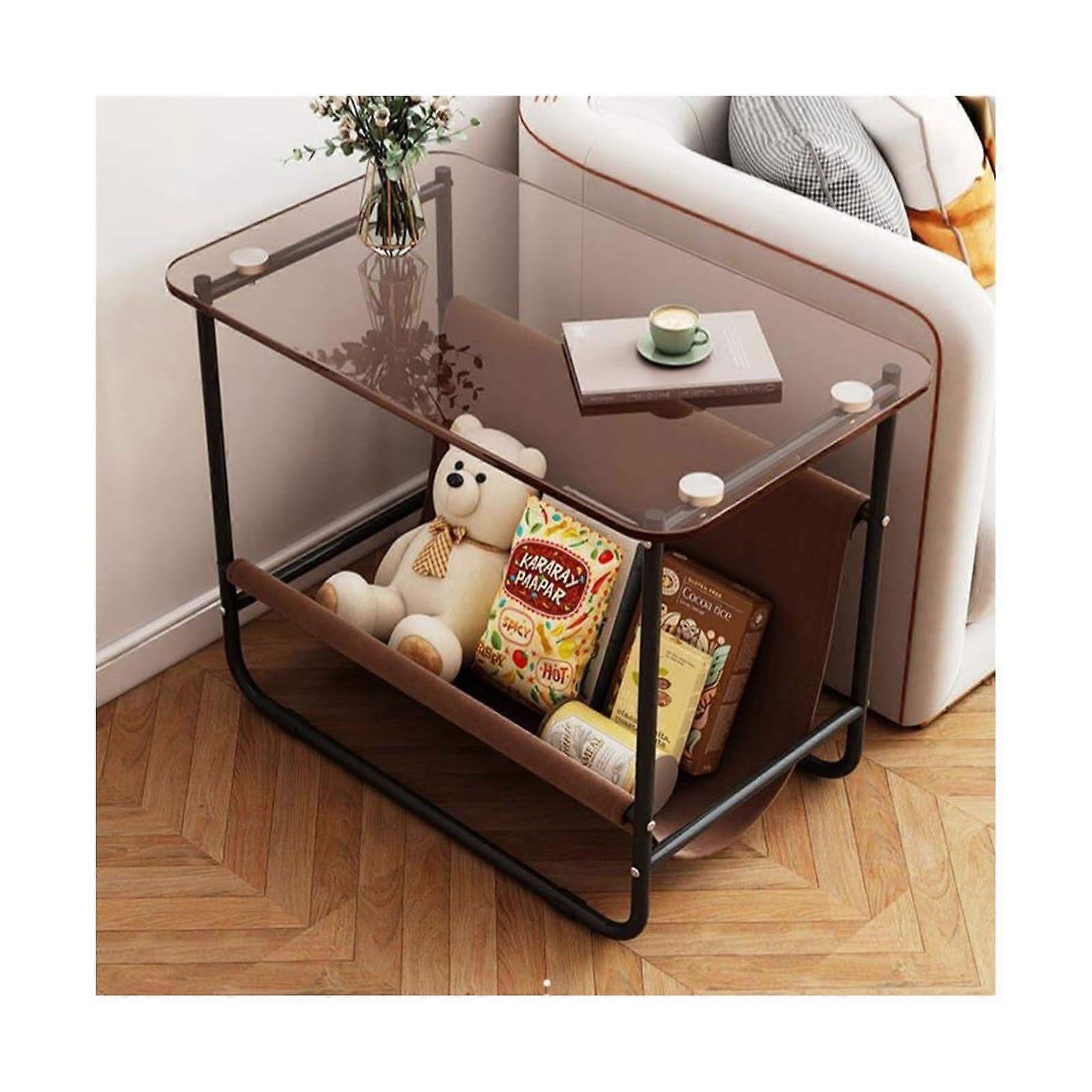 Coffee table with tempered glass top and metal frame