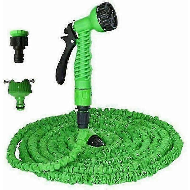 2025 Extendable two different connections garden hose, 15 m, with 8 functions, spray nozzle and