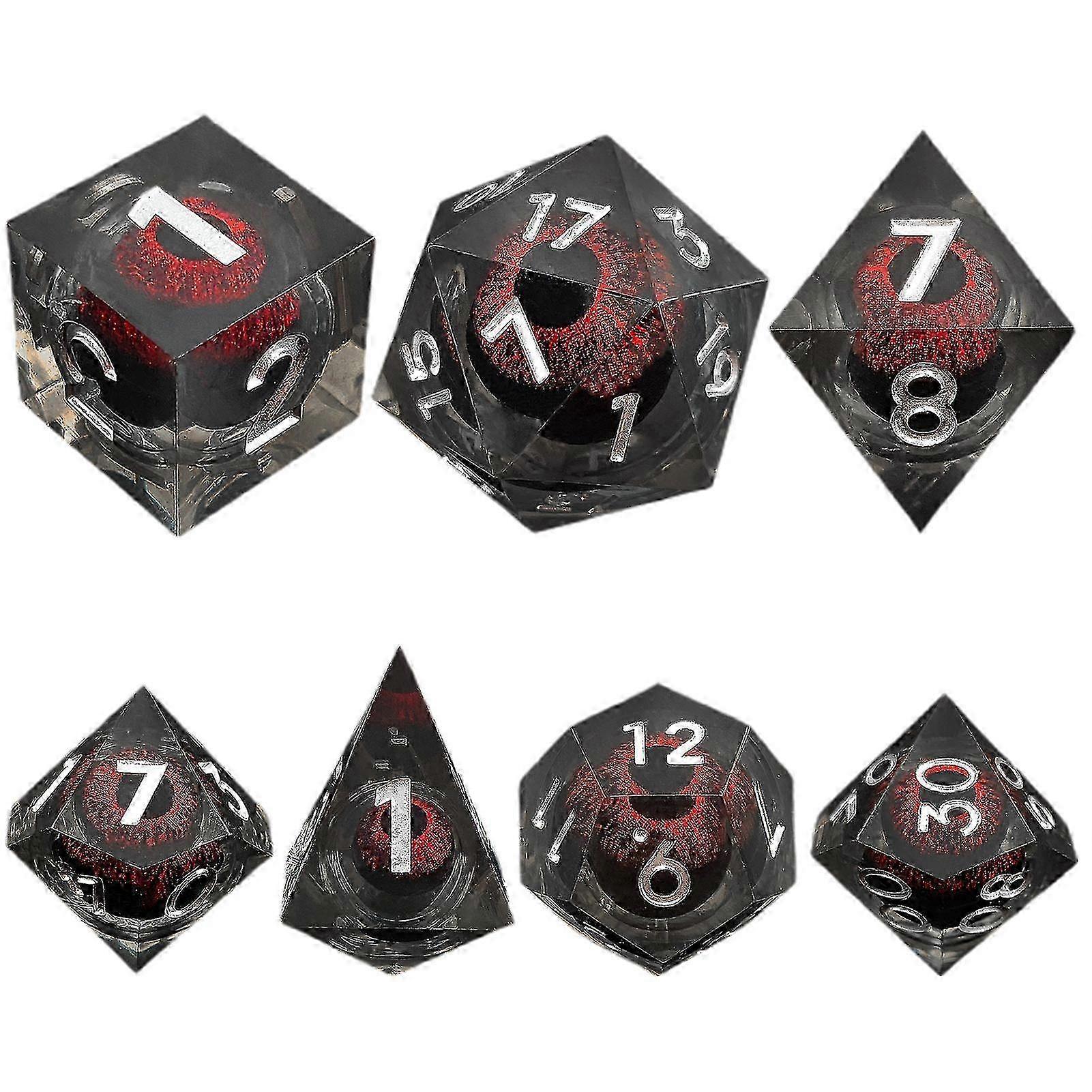 Dargon Eye Dice Set with Movable Glowing Liquid Cores - Board Game Accessories 7-Piece Swirling Resin RPG Dice for D&D/MTG 2025