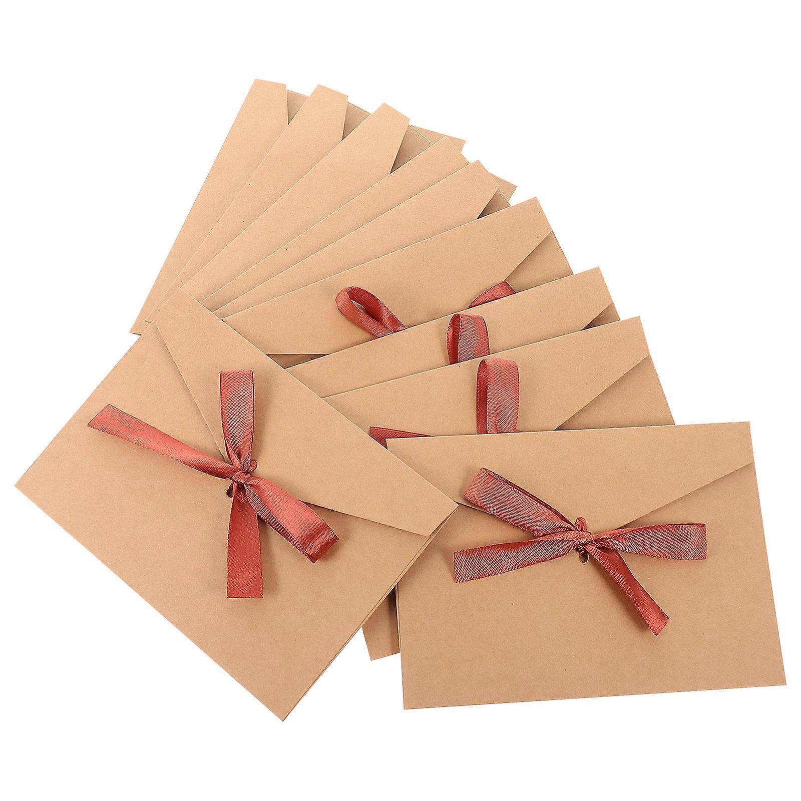 Bowknot Envelope Greeting Card Envelopes Postcard Envelope Congratulations Brown Color 17.5x12.5cm 10Pack