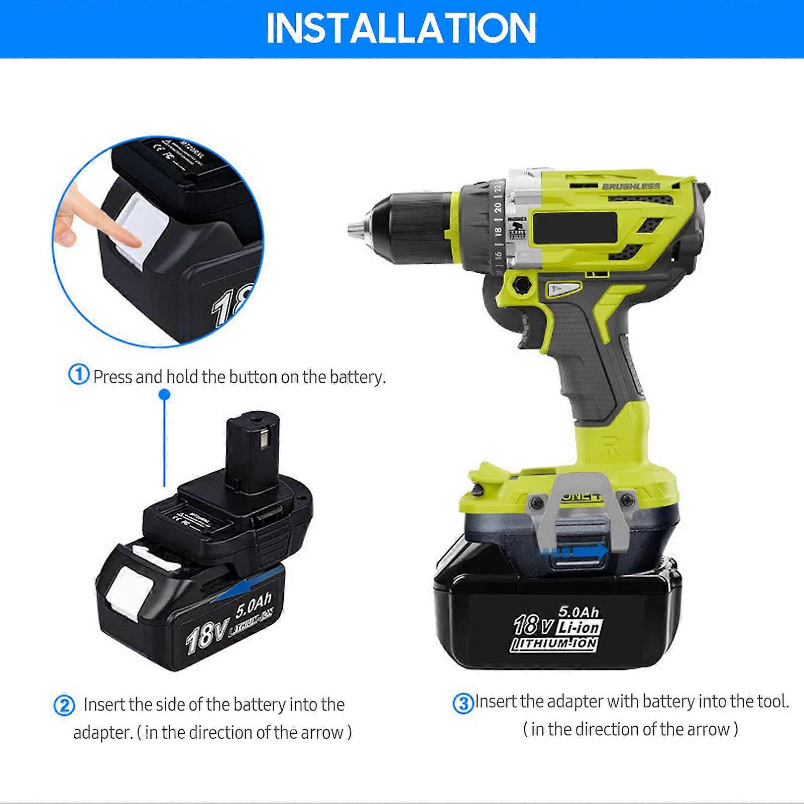 Battery Converter Adapter for Makita 18V to Ryobi 18V Power Tools, Lithium Battery Replacement Compatible with 20V Batteries