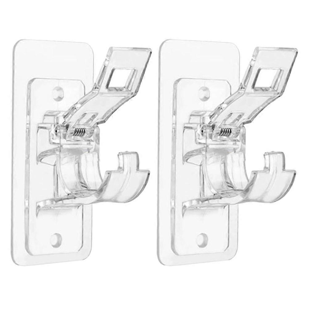 2pcs Self Adhesive Curtain Rod Holders, No Drilling Required, Valance Support Brackets for Shower & Curtain Rods, Smooth Surface Design for Reliable
