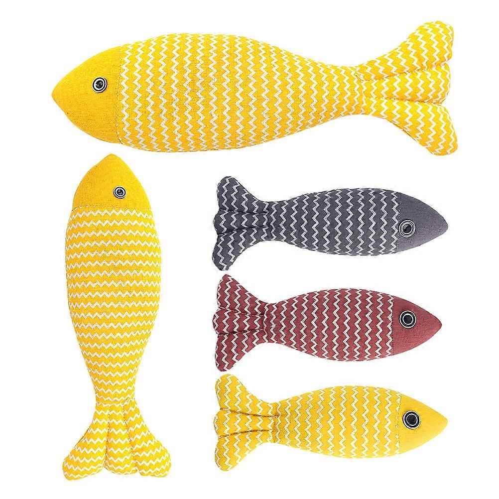 Catnip Fish Toys For Cats Realistic Fish Shape Cat Pillow Toy Self Entertainment Assorted Color 5Pcs