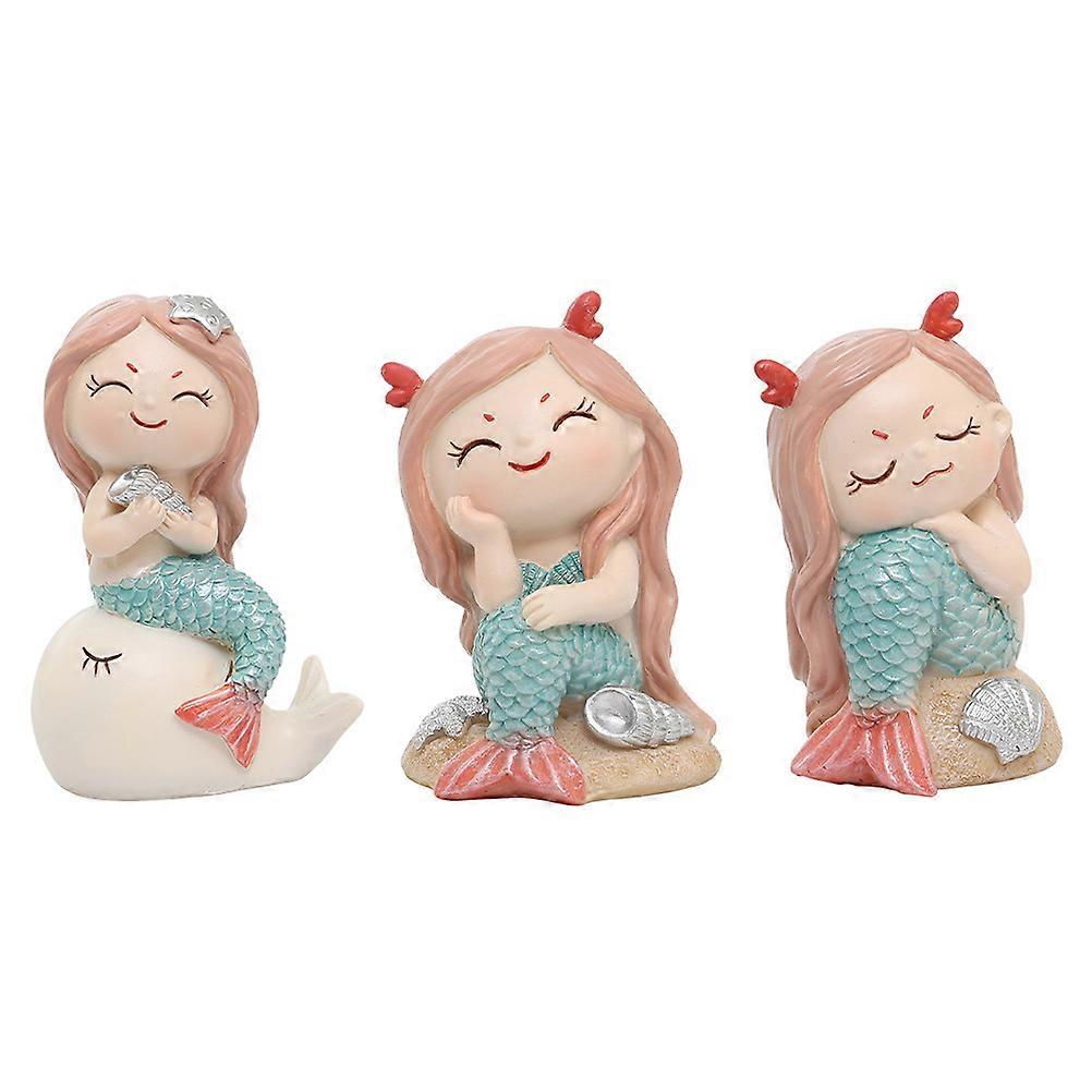 Resin Figurine Home Decoration Mermaid Ornament Non-Fading Safe For Children And Adults 3Pcs
