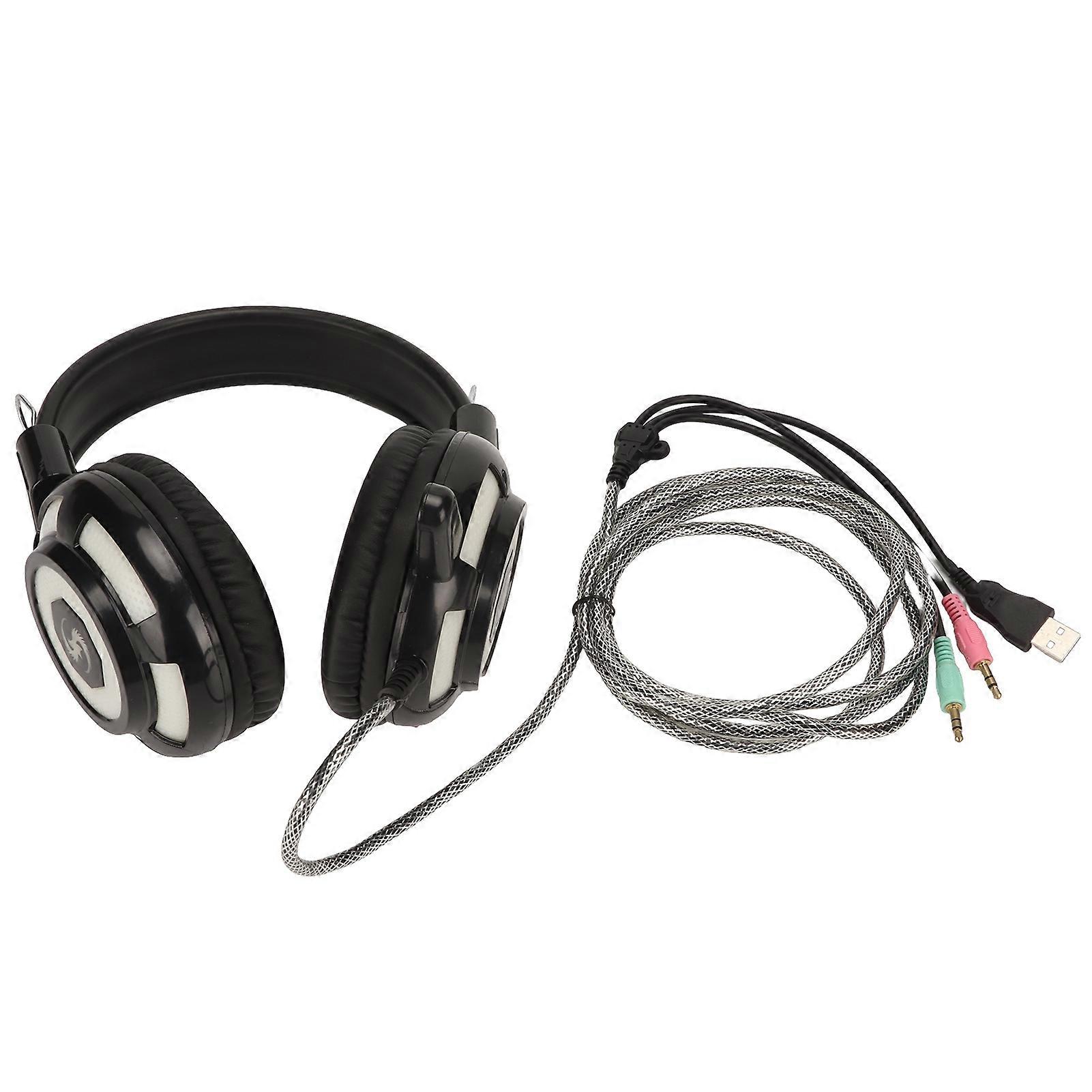 Stereo Gaming Headset with Dual 3.5mm & USB Interface, Adjustable Volume, for PS4, PC & Laptop