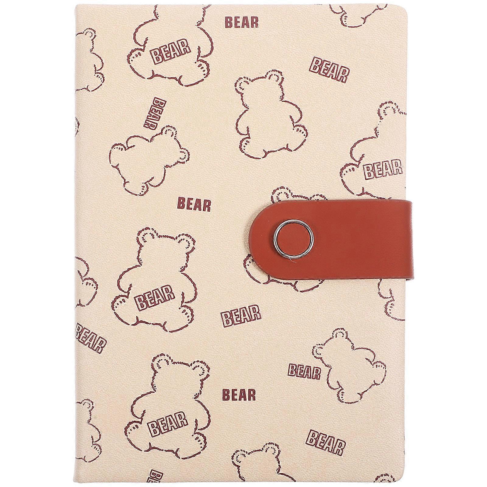 Office Writing Notepad Portable Bear Pattern B6 Notebook Writing Notepad Office Conference Use Brown 1Set