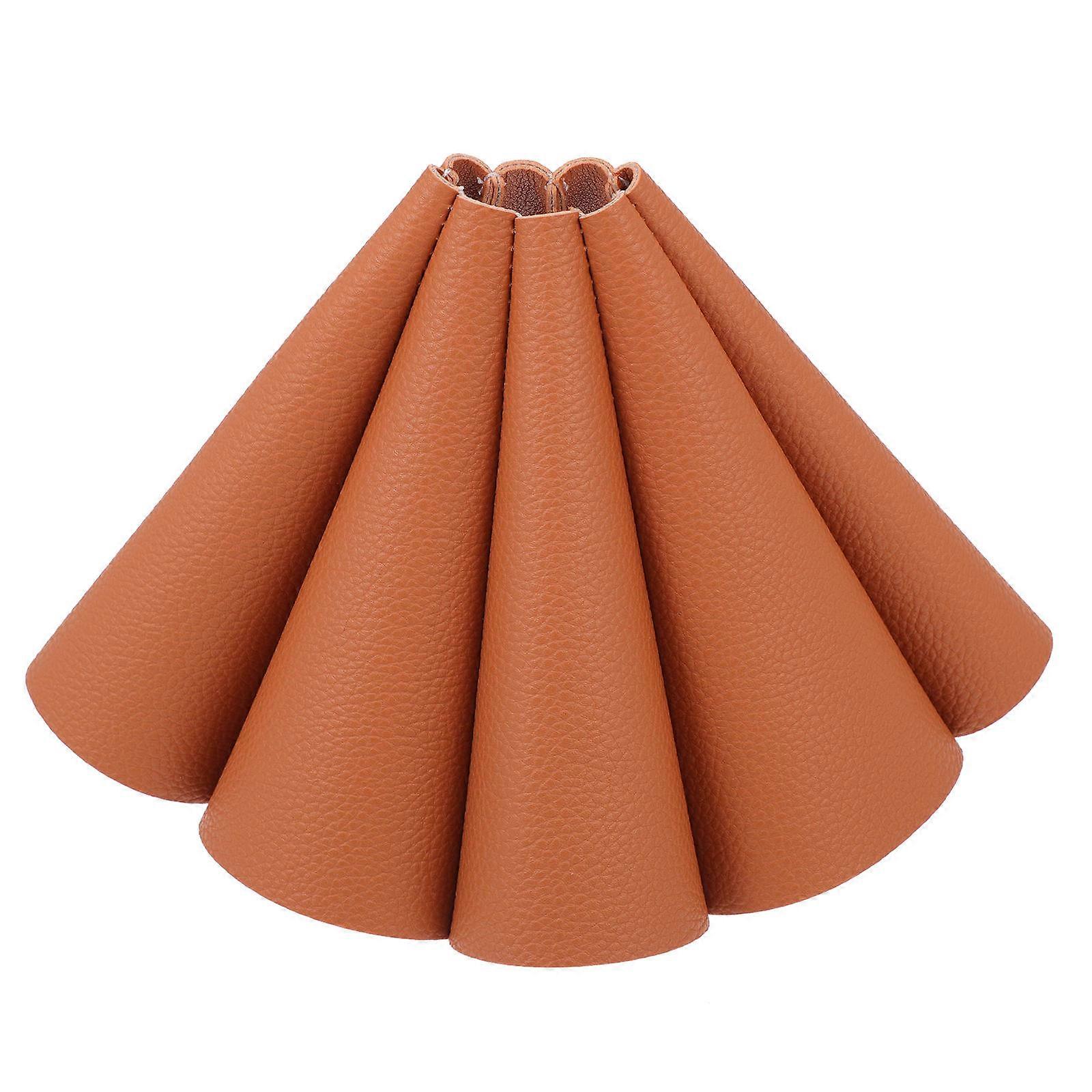 Lampshade Accessory Indoor Use Simple Style Hexagonal Brown Leather Dustproof 1Set
