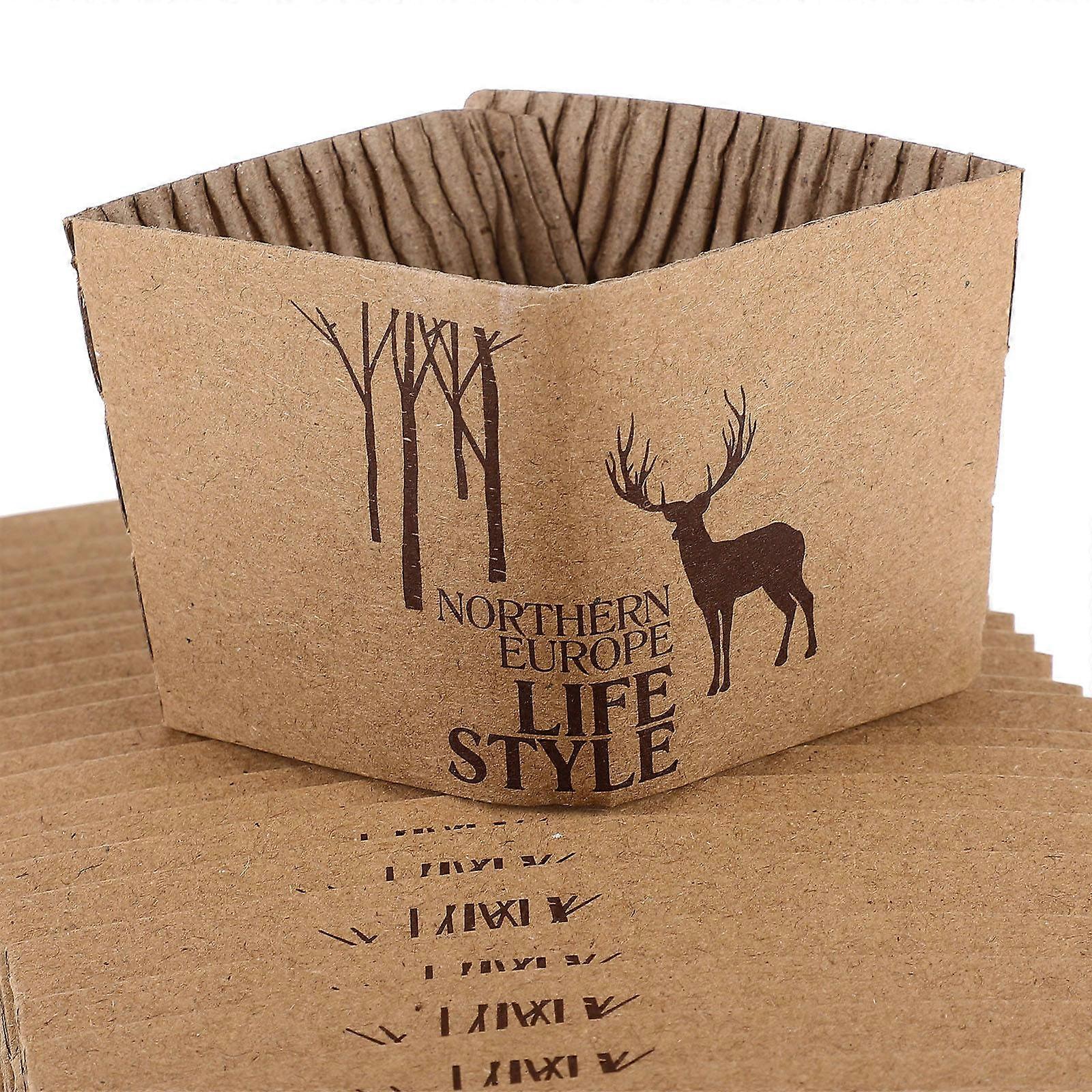 Cup Protective Sleeve Paper Sleeves Non-slip Protect Hands Home Use Classic Kraft Paper 100Pcs