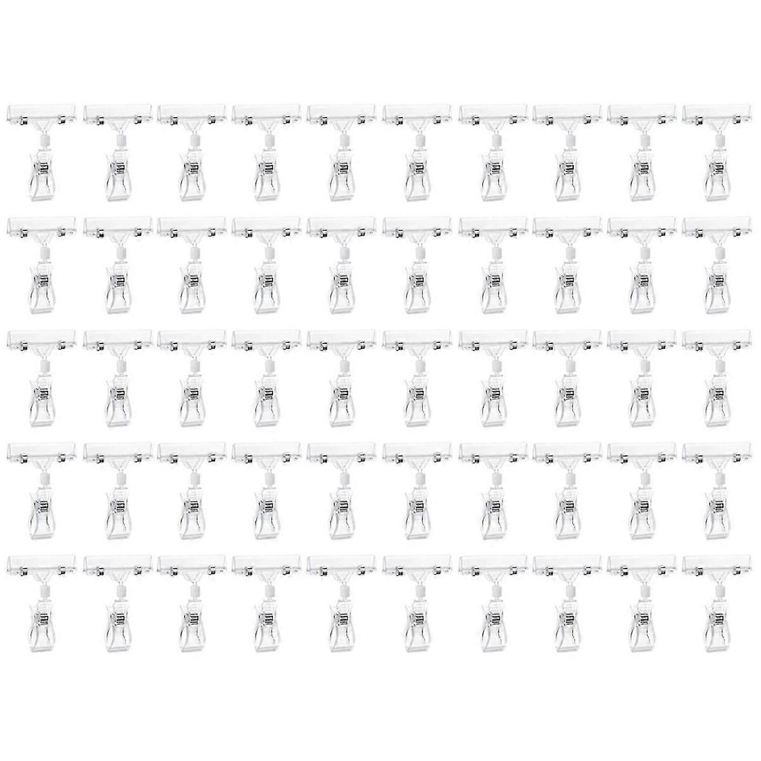 50 Pcs Rotatable Sign Clips, Double-Sided Merchandise Sign Holders, Plastic Clear Tag Display Racks,