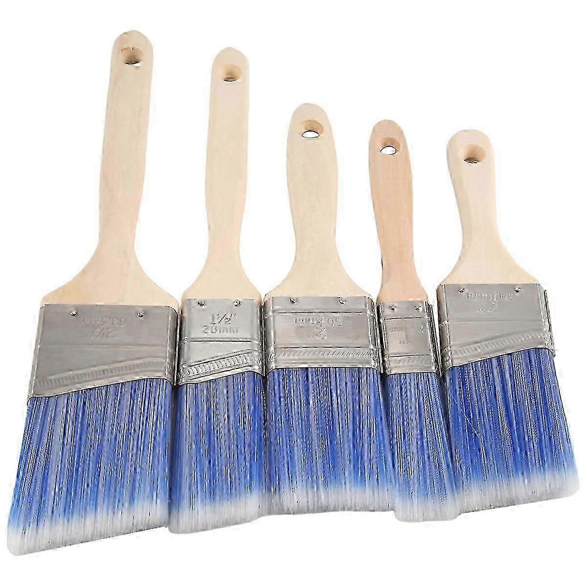 5 Pack Flat and Angle Brushes in Assorted Sizes, Paint Brushes