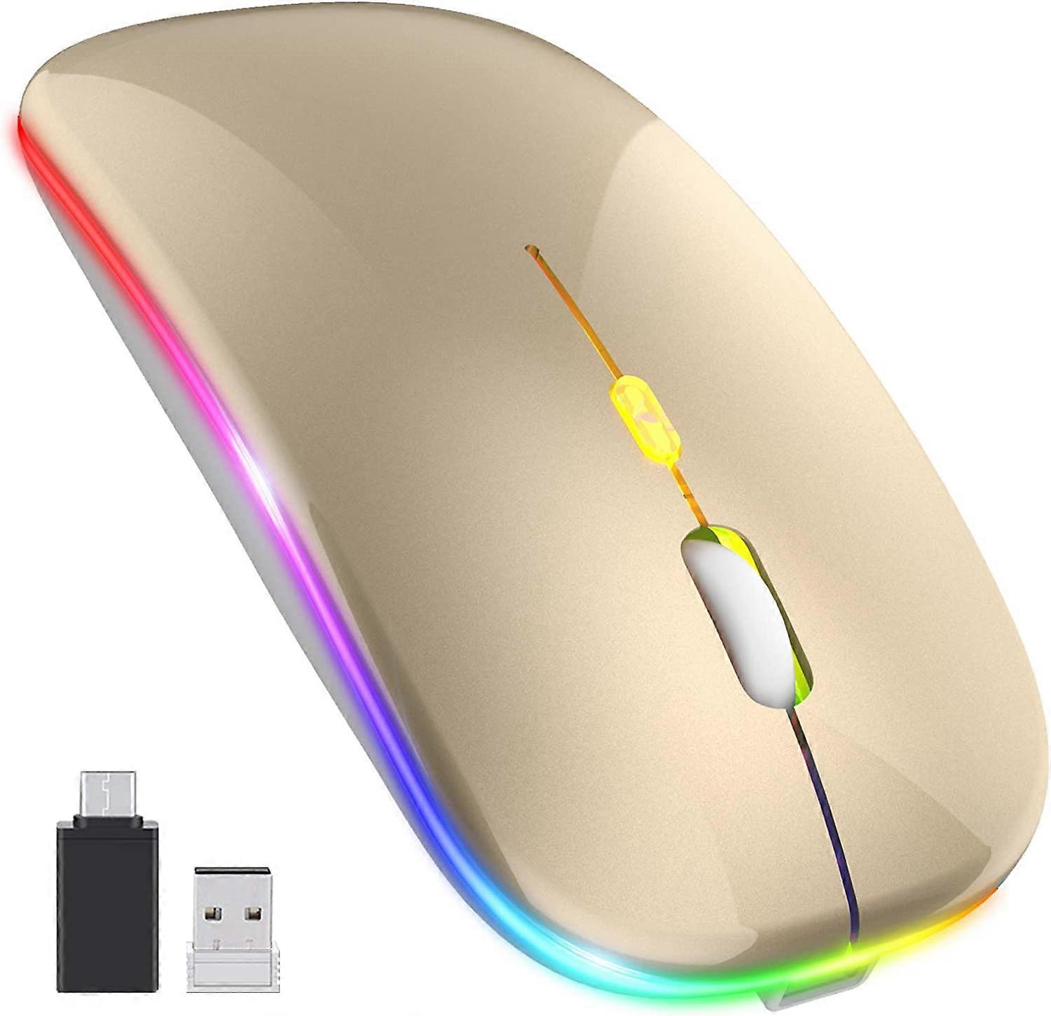 Upgrade PC Mouse Draadloze, LED oplaadbare stille muis met USB-ontvanger