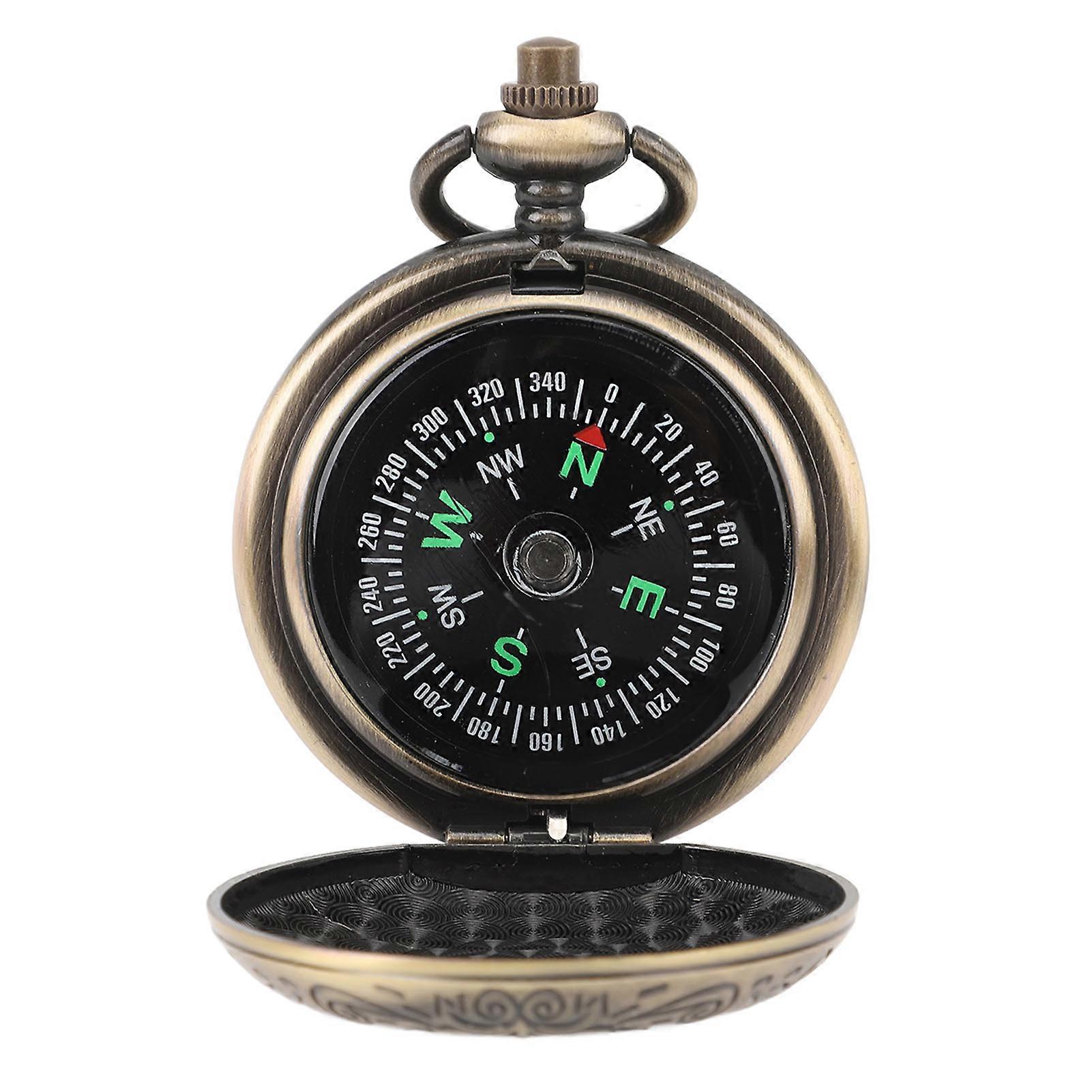 Boussole antique lumineuse et précise, cadran rotatif, couvercle rabattable en métal, boussole de poche vintage pour camping et randonnée
