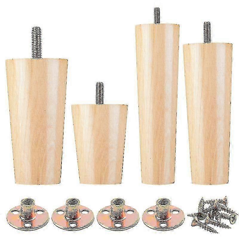 Durable Wooden Furniture Feet for Chairs, Dressing Tables, and Sofas with Rubber Pads and Pre-drilled Screws for Easy Replacement