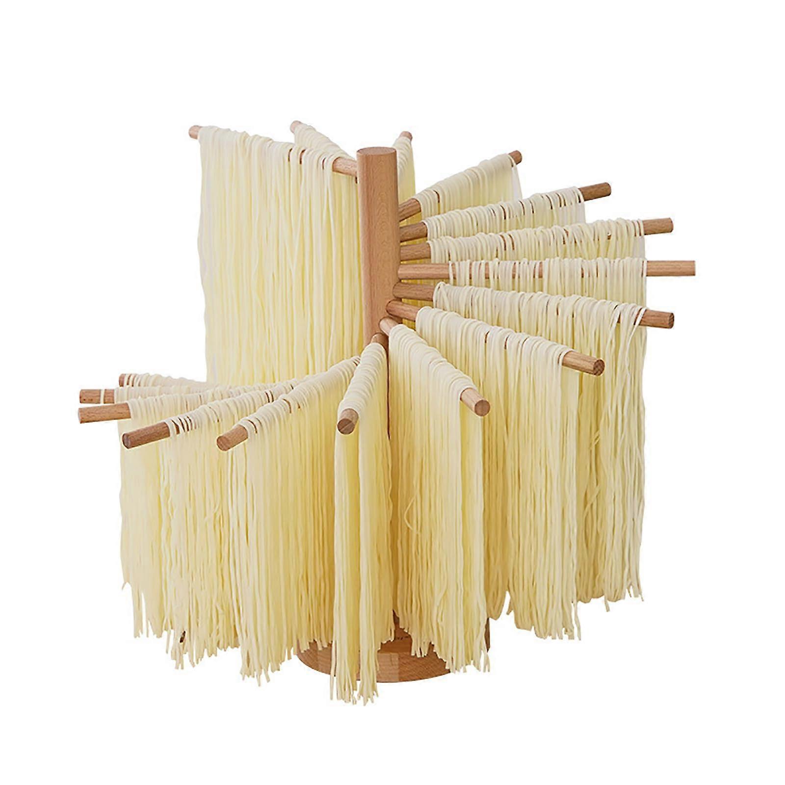 Pasta Dryer Wooden Spaghetti Drying Rack with 16 Removable Arms for Fresh Pasta, Space-Saving Kitchen Storage Solution