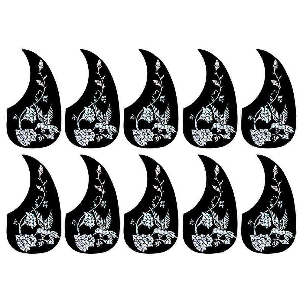 10pcs Folk Guitar Pickguards Self Adhesive Acoustic Guitar Protector Durable Scratch Resistant Stickers Easy Installation Hummingbird Design