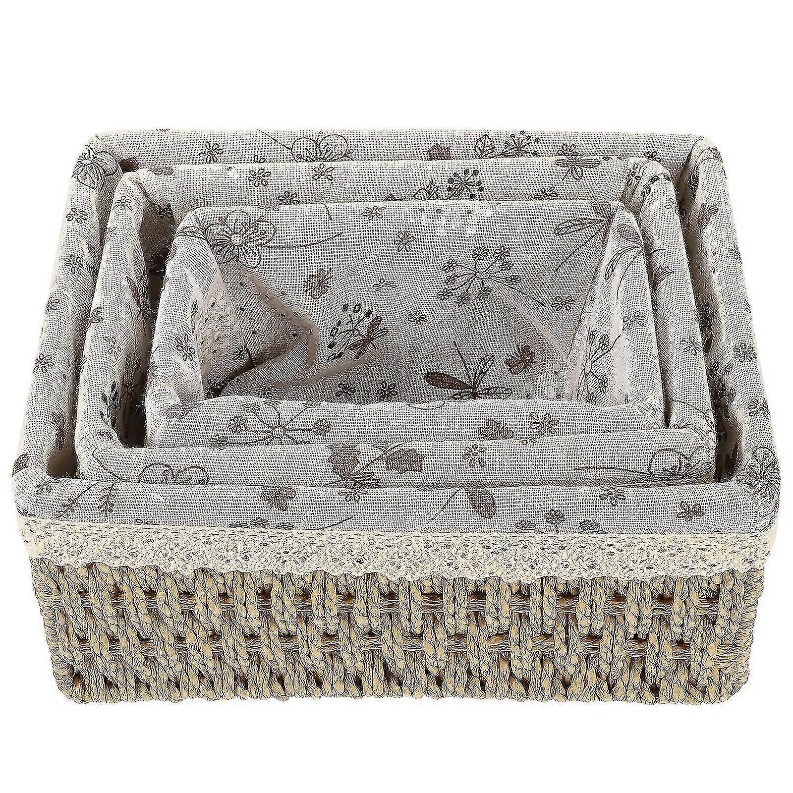 1 Set Rustic Style Paper Rope Basket Desktop Storage Organizer Bin Box