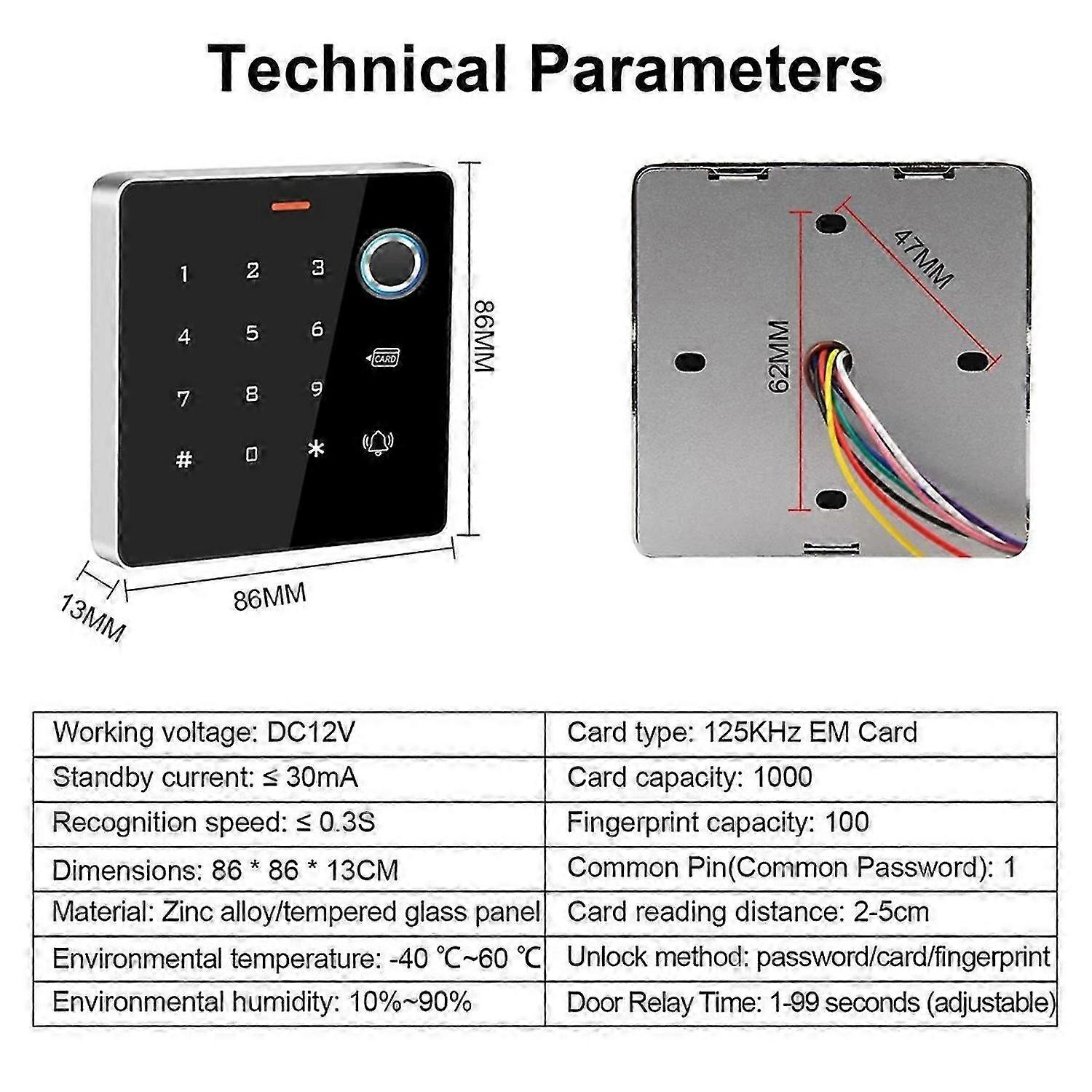RFID Card Proximity Card Access Control Keypad Fingerprint Reader Waterproof for Hotel Office Factor