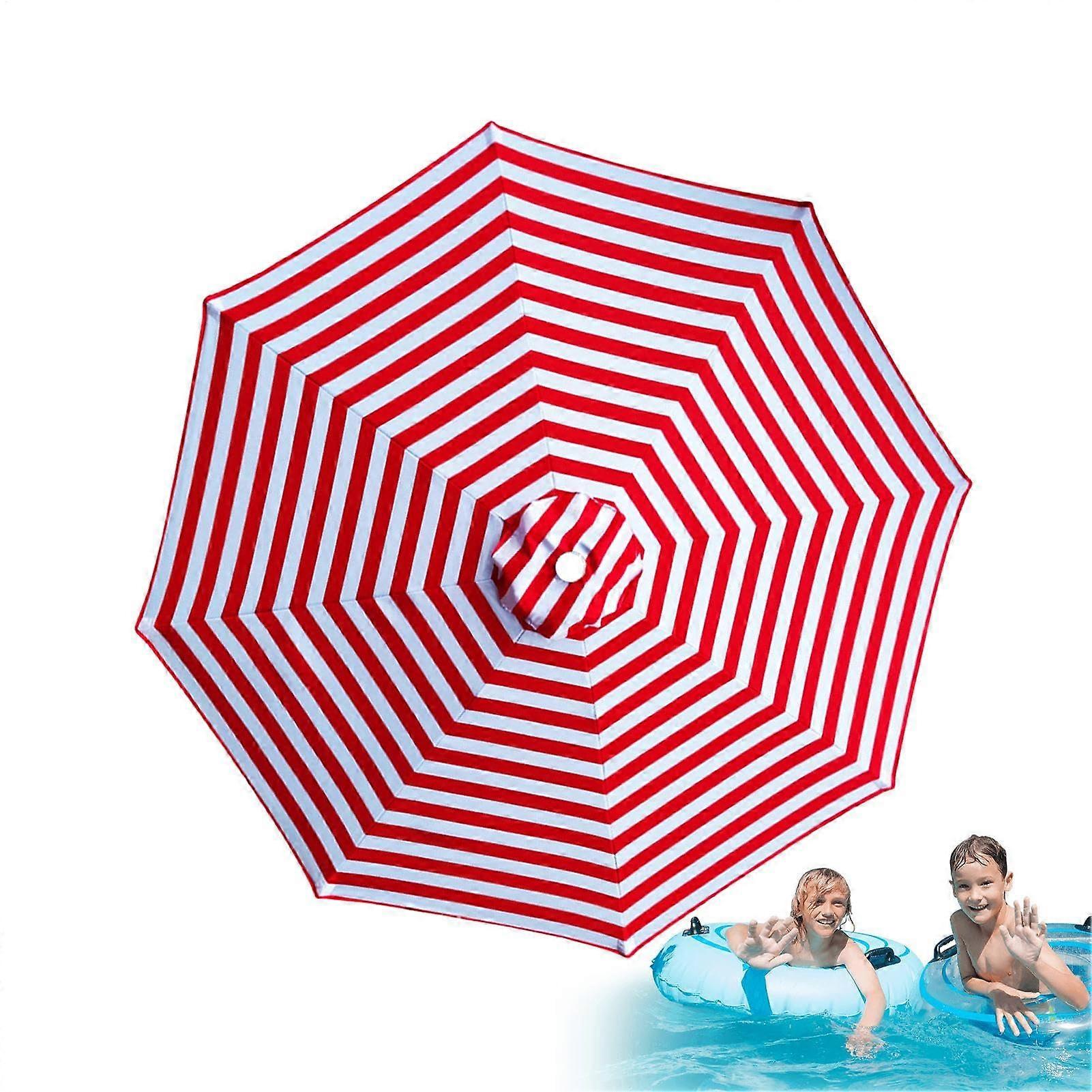 Generic Replacement Canopy for Patio Umbrella, UV Protection, Fabric, Durable, Red and White /8 Ribs
