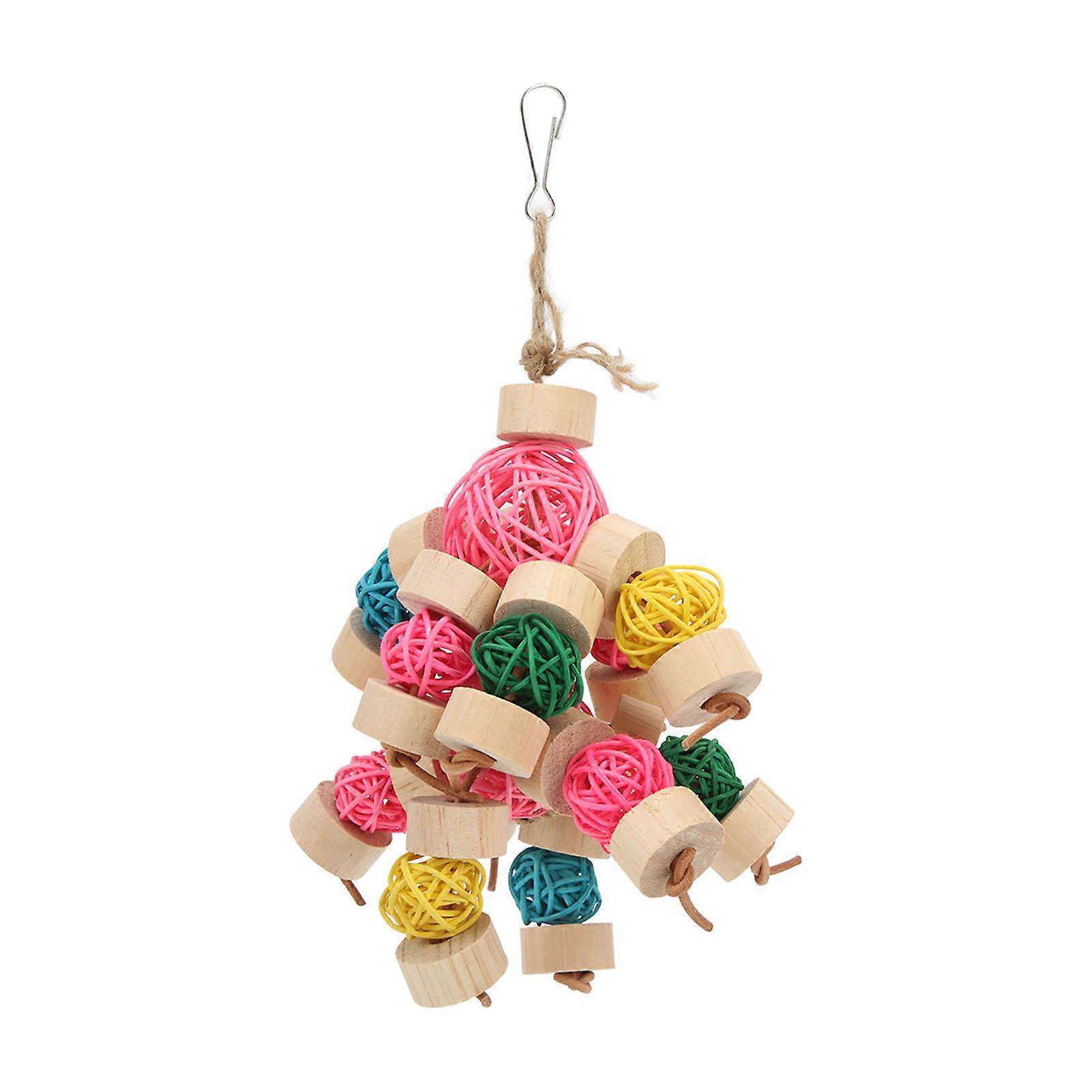 Parrot Chewing Toy Colorful Safe Relieve Anxiety Hanging Parrot Sepak Takraw Toy for Birds ParrotsM