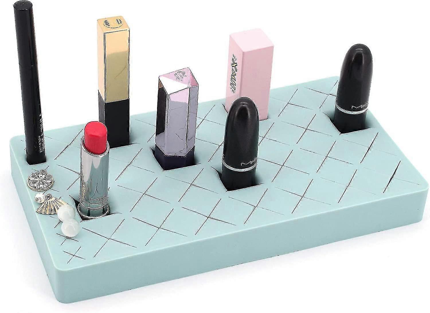 Lipstick Holder, Makeup Storage Solution, 36 Compartment Silicone Lipstick Display Stand (gray)