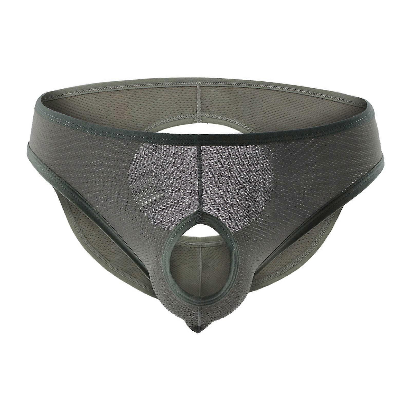 Men's Briefs Grid Pattern Microfibre Briefs - White Warm Underwear, Size M, Grey A2