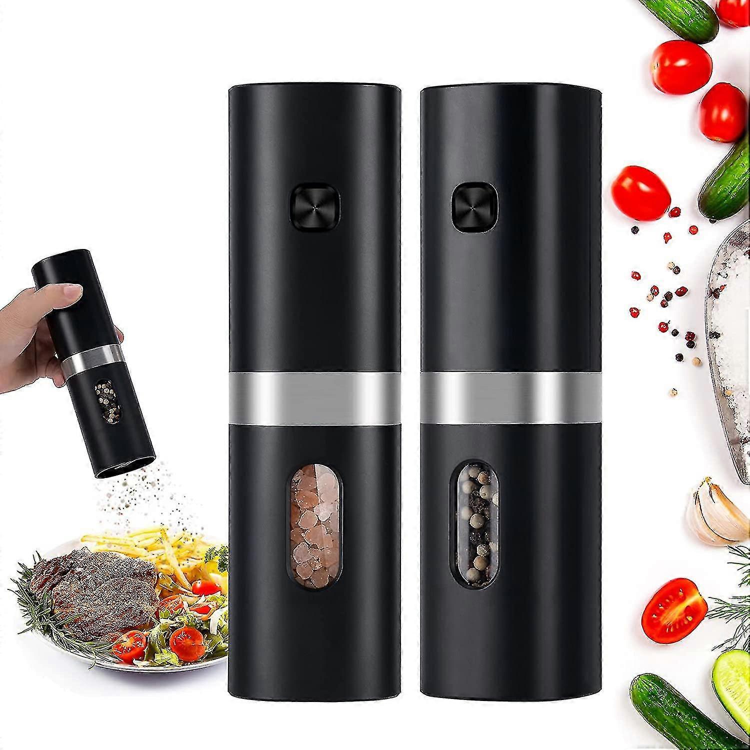 Battery Operated Salt And Pepper Grinder Set, LED Light, One-Hand Button Control, Suitable for Various Brands